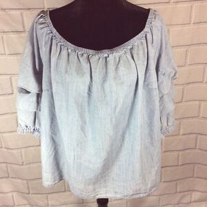 Lane bryant Blue Ruffle Short Sl Shirt Size 22/24